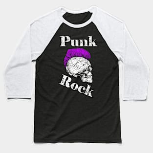 Punk Rock Iro-Skull, pink Baseball T-Shirt